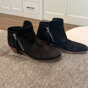 Sam Edelman black suede zippered ankle booties